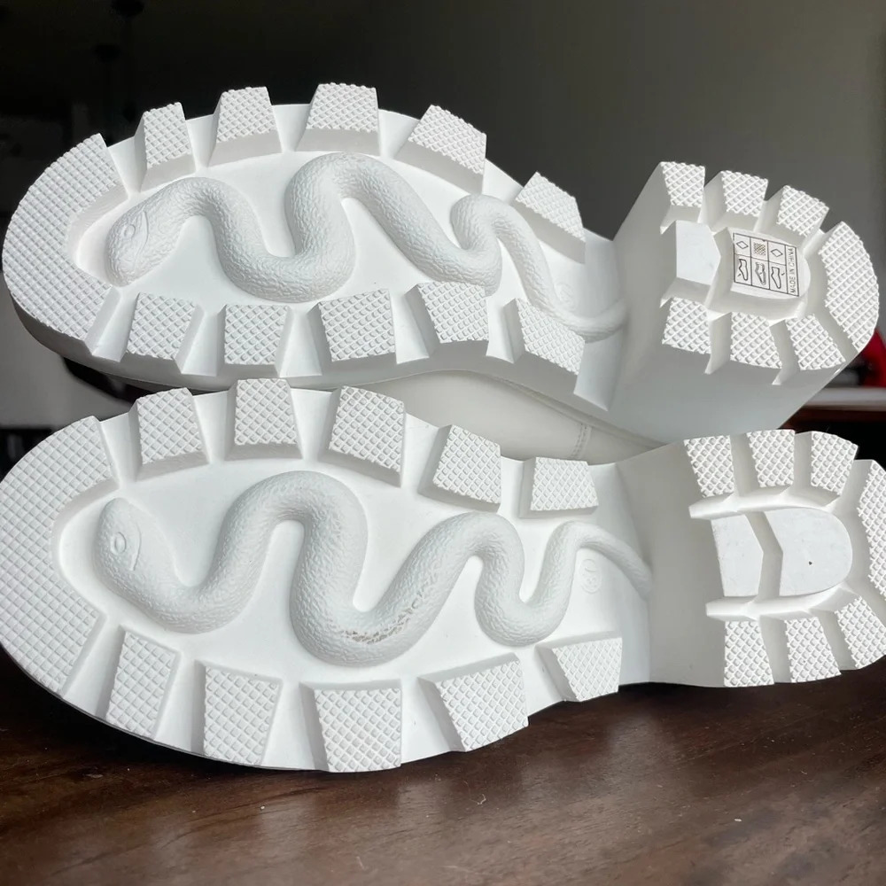 NEW White Chunky Platform Rubber Ankle Boots Size 7 - Picture 3 of 6